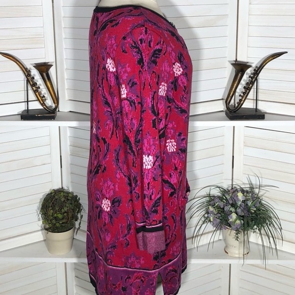 Isaac Mizrahi Live Floral Knit Cardigan Coat 2X - Picture 3 of 13